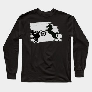 Biker and horse with d wheelies Long Sleeve T-Shirt